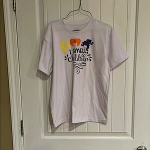 White Kids Shirt with Colorful Print youth large
“I smell children”